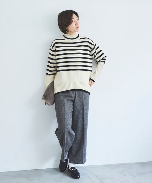 le.coeur blanc(ルクールブラン)の「ボーダーハイネックニットプルオーバー(ニット/セーター・レディース・ホワイト系その他2/ブラック系その他/ベージュ系その他2・38)」の18枚目の写真