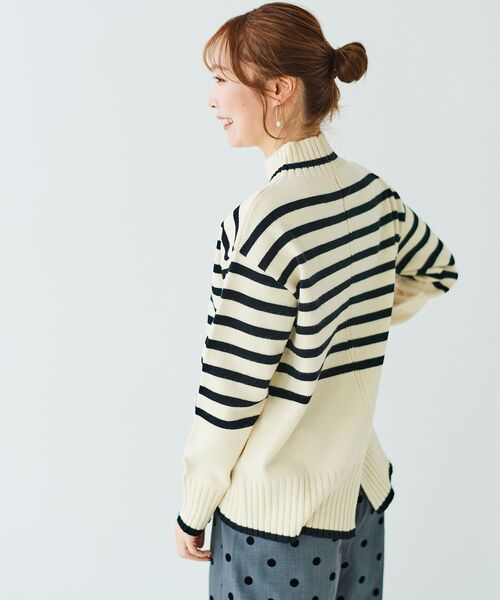 le.coeur blanc(ルクールブラン)の「ボーダーハイネックニットプルオーバー(ニット/セーター・レディース・ホワイト系その他2/ブラック系その他/ベージュ系その他2・38)」の15枚目の写真