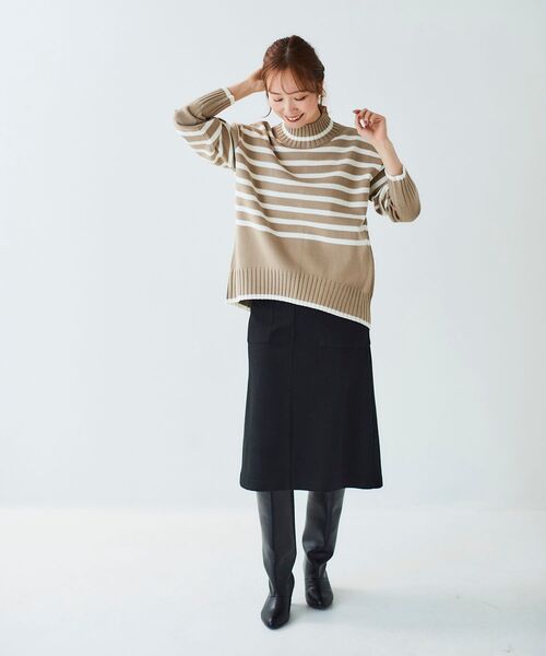 le.coeur blanc(ルクールブラン)の「ボーダーハイネックニットプルオーバー(ニット/セーター・レディース・ホワイト系その他2/ブラック系その他/ベージュ系その他2・38)」の6枚目の写真