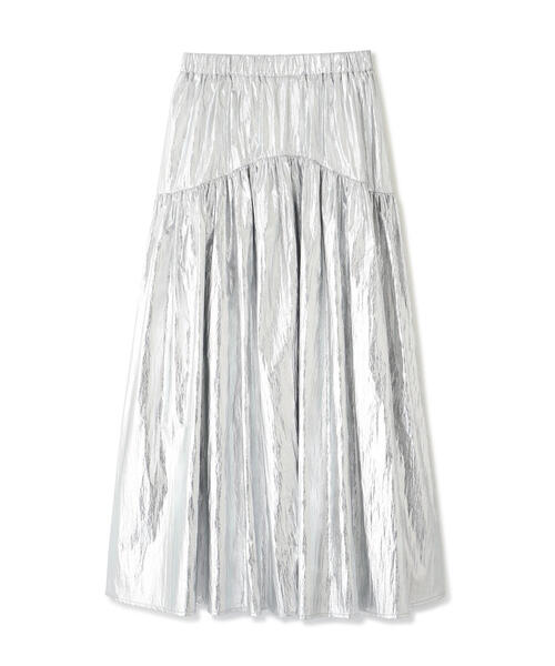 FREE'S MART（フリーズマート）の「◆メタリックティアードギャザースカート（スカート・レディース・シルバー・MEDIUM/SMALL）」の2枚目の写真
