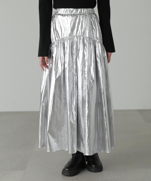 FREE'S MART（フリーズマート）の「◆メタリックティアードギャザースカート（スカート・レディース・シルバー・MEDIUM/SMALL）」の8枚目の写真