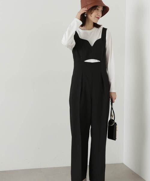 N.(N. Natural Beauty Basic)(エヌエヌナチュラルビューティーベーシック)の「◆カーブネックサロペットパンツ(サロペット/オーバーオール・レディース・ブラック/ブラウン・MEDIUM)」の5枚目の写真