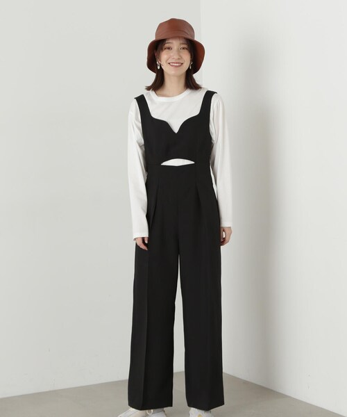 N.(N. Natural Beauty Basic)(エヌエヌナチュラルビューティーベーシック)の「◆カーブネックサロペットパンツ(サロペット/オーバーオール・レディース・ブラック/ブラウン・MEDIUM)」の6枚目の写真