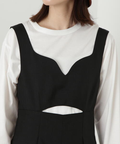 N.(N. Natural Beauty Basic)(エヌエヌナチュラルビューティーベーシック)の「◆カーブネックサロペットパンツ(サロペット/オーバーオール・レディース・ブラック/ブラウン・MEDIUM)」の9枚目の写真