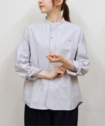 DANTON（ダントン）の「DANTON/ダントン　バンドカラーシャツロングスリーブ　チェック＆ストライプ　BAND COLLAR SHIRT LONGSLEEVE CHECK＆STRIPE（ウィメンズ）　DT-B0279 OXP（シャツ/ブラウス）」