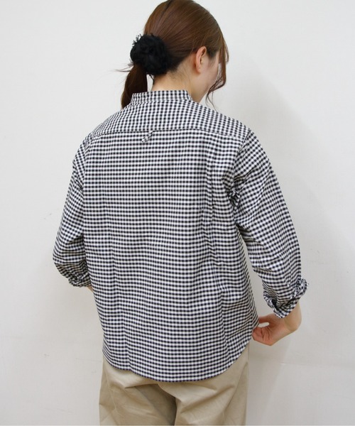 極美品 DANTON ダントン オックスフォード バンドカラー シャツ チェック DANTON/ダントン] オックスフォード バンドカラーシャツ