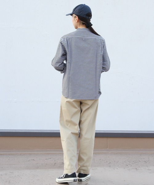 DANTON（ダントン）の「DANTON/ダントン　バンドカラーシャツロングスリーブ　チェック＆ストライプ　BAND COLLAR SHIRT LONGSLEEVE CHECK＆STRIPE（ウィメンズ）　DT-B0279 OXP（シャツ/ブラウス・レディース・サックスブルー/ブラック/ブラック系その他2/オリーブ・38/36）」の9枚目の写真