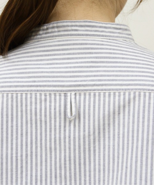 DANTON（ダントン）の「DANTON/ダントン　バンドカラーシャツロングスリーブ　チェック＆ストライプ　BAND COLLAR SHIRT LONGSLEEVE CHECK＆STRIPE（ウィメンズ）　DT-B0279 OXP（シャツ/ブラウス・レディース・サックスブルー/ブラック/ブラック系その他2/オリーブ/ネイビー・38/36）」の10枚目の写真