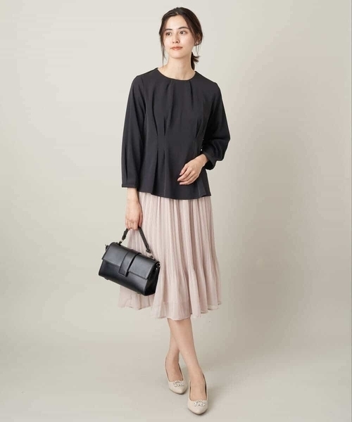 a.v.v（アーヴェヴェ）の「【洗濯機で洗える】シフォンプリーツスカート（スーツスカート・レディース・ブラック/ベージュ/ネイビー・40/42/34/38/36）」の6枚目の写真