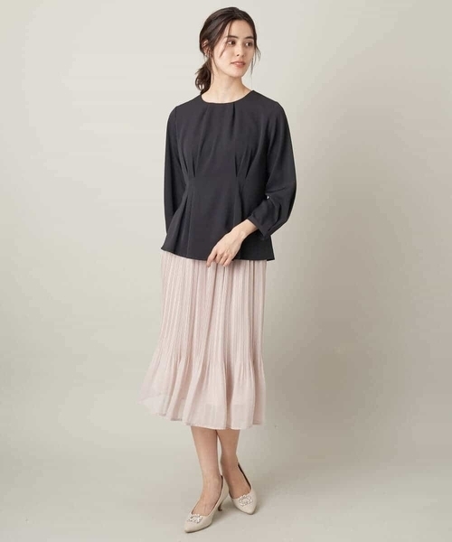 a.v.v（アーヴェヴェ）の「【洗濯機で洗える】シフォンプリーツスカート（スーツスカート・レディース・ブラック/ベージュ/ネイビー・40/42/34/38/36）」の8枚目の写真