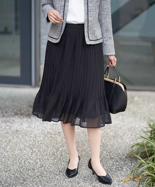 a.v.v（アーヴェヴェ）の「【洗濯機で洗える】シフォンプリーツスカート（スーツスカート・レディース・ブラック/ベージュ/ネイビー・40/42/34/38/36）」の12枚目の写真