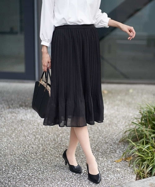 a.v.v（アーヴェヴェ）の「【洗濯機で洗える】シフォンプリーツスカート（スーツスカート・レディース・ブラック/ベージュ/ネイビー・40/42/34/38/36）」の17枚目の写真