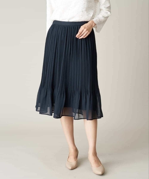 a.v.v（アーヴェヴェ）の「【洗濯機で洗える】シフォンプリーツスカート（スーツスカート・レディース・ブラック/ベージュ/ネイビー・40/42/34/38/36）」の18枚目の写真