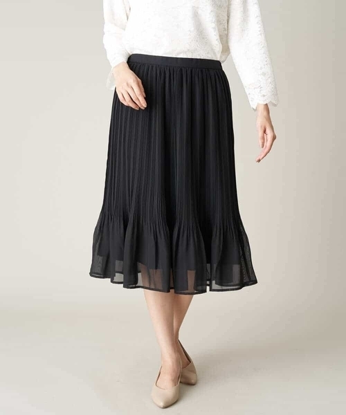 a.v.v（アーヴェヴェ）の「【洗濯機で洗える】シフォンプリーツスカート（スーツスカート・レディース・ブラック/ベージュ/ネイビー・40/42/34/38/36）」の20枚目の写真