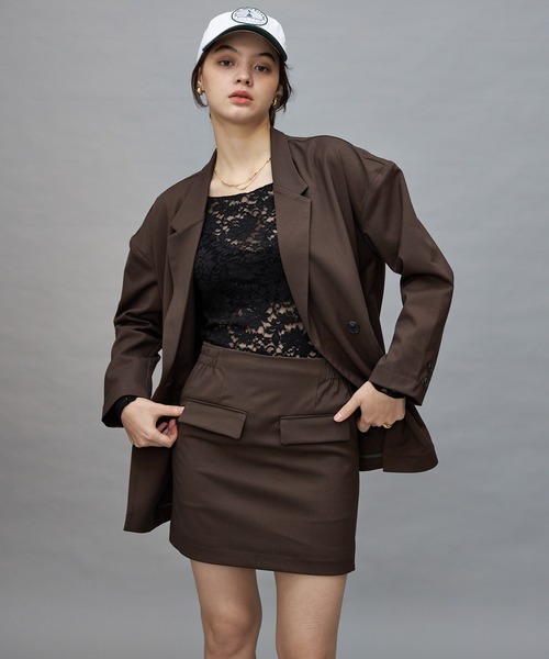 Lui's(ルイス)の「【cierio/シエリオ】 ミニスカート (セットアップ対応)(スカート・レディース・ブラウン/ブラック・FREE)」の14枚目の写真