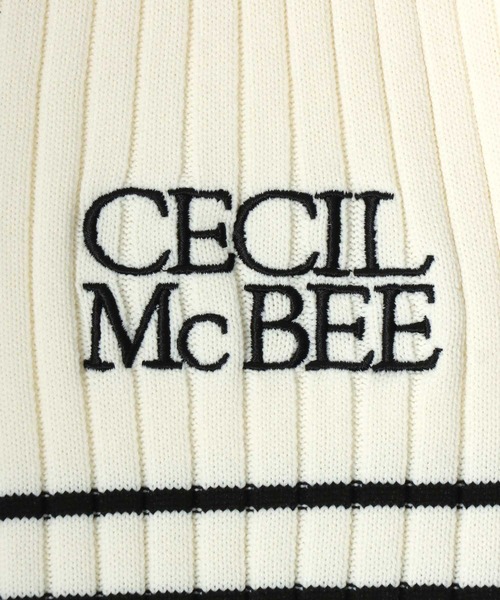 CECIL McBEE(セシルマクビー)の「CECIL McBEE(セシルマクビー)ワンポイントロゴ スキッパーネック スプリングニットポロシャツ レディース/プルオーバートップス(ニット/セーター・レディース・ホワイト系その他/オフホワイト/ブラック・L/M)」の11枚目の写真