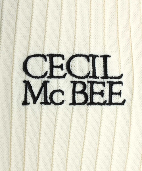 CECIL McBEE(セシルマクビー)の「CECIL McBEE(セシルマクビー)ワンポイントロゴ スキッパーネック スプリングニットポロシャツ レディース/プルオーバートップス(ニット/セーター・レディース・ホワイト系その他/オフホワイト/ブラック・L/M)」の9枚目の写真
