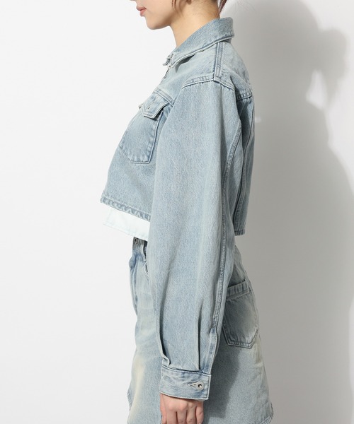 SPIRALGIRL（スパイラルガール）の「フロントプリーツZIPデニムショートジャケット（デニムジャケット・レディース・ブラック/ブルー・FREE）」の22枚目の写真