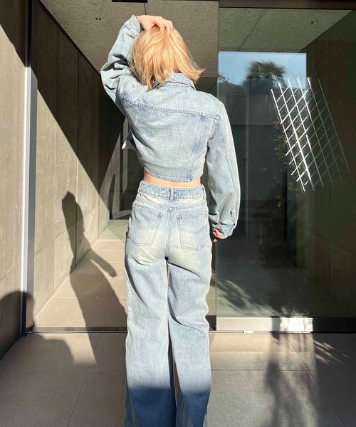 SPIRALGIRL（スパイラルガール）の「フロントプリーツZIPデニムショートジャケット（デニムジャケット・レディース・ブラック/ブルー・FREE）」の10枚目の写真