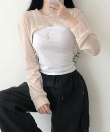 VIVID LADY（ビビッドレディー）の「セットアップ シアークロップド丈トップス 2点セット（Tシャツ/カットソー）」
