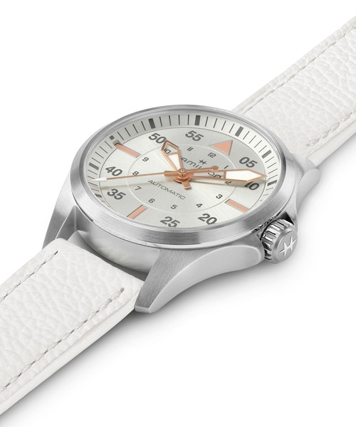 HAMILTON（ハミルトン）の「HAMILTON [ハミルトン] 腕時計 Khaki Aviation （カーキ アヴィエーション） Khaki Pilot オート 自動巻き 36MM シルバー×ホワイト（アナログ腕時計・レディース・シルバー・FREE）」の4枚目の写真