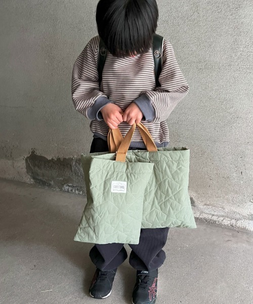 DONOBAN（ドノバン）の「キッズ キルティングレッスンバッグ（エコバッグ/サブバッグ・キッズ・スモークピンク/ネイビー/ミント/イエロー・ONESIZE）」の8枚目の写真