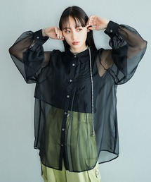 HARE | パートプリーツシアーシャツ(HARE)(シャツ/ブラウス)