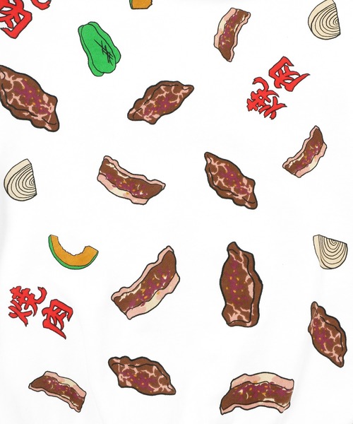 PUNYUS(プニュズ)の「フード総柄スウェットショーパン(ONIGIRI・YAKINIKU・NATTO)(スウェットパンツ・レディース・ブラック/ブラウン/レッド・1/2/3/4)」の20枚目の写真