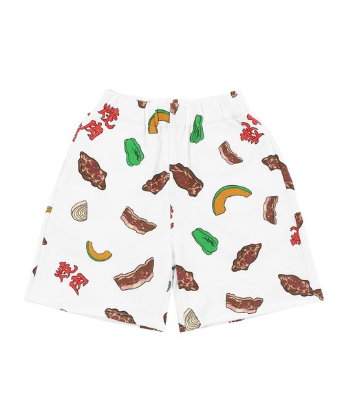 PUNYUS(プニュズ)の「フード総柄スウェットショーパン(ONIGIRI・YAKINIKU・NATTO)(スウェットパンツ・レディース・ブラック/ブラウン/レッド・1/2/3/4)」の22枚目の写真