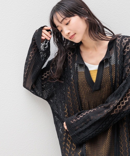 LOWRYS FARM（ローリーズファーム）の「２ＷＡＹキリカエメッシュＰＯＬＳ 104765（ニット/セーター・レディース・ブルー/ブラック/ホワイト/ホワイト系その他・FREE）」の3枚目の写真