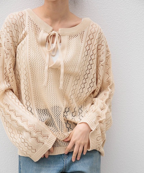 LOWRYS FARM（ローリーズファーム）の「２ＷＡＹキリカエメッシュＰＯＬＳ 104765（ニット/セーター・レディース・ブルー/ブラック/ホワイト/ホワイト系その他・FREE）」の10枚目の写真