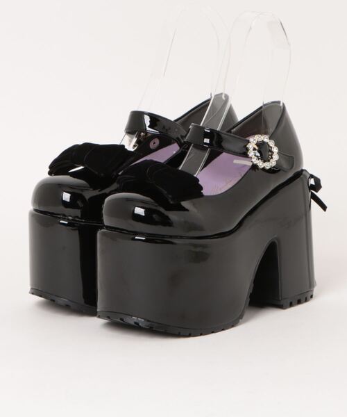 YOSUKE（ヨースケ）の「【YOSUKE】厚底リボンモチーフパンプス 4450039（パンプス・レディース・ホワイト/ブラック/ピンク/ブラック系その他2/ブラック系その他/シルバー・M/S/LL/L）」の2枚目の写真