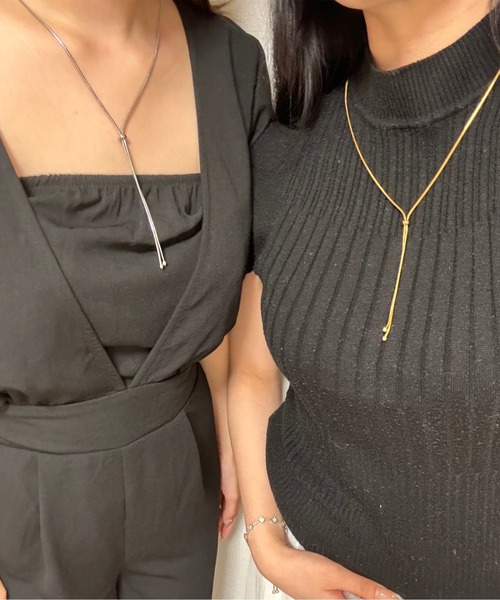 ALWAYS GOOD TIME（オルウェイズグッドタイム）の「ループタイ型スライダーロングネックレス（ネックレス・レディース・ゴールド/シルバー・FREE）」の8枚目の写真