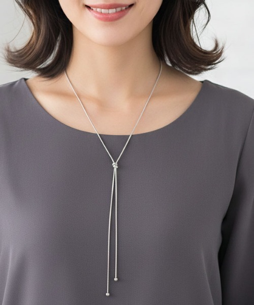 ALWAYS GOOD TIME（オルウェイズグッドタイム）の「ループタイ型スライダーロングネックレス（ネックレス・レディース・ゴールド/シルバー・FREE）」の17枚目の写真