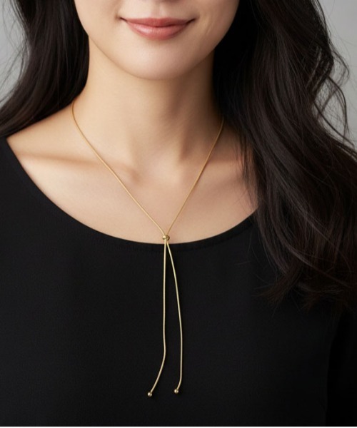 ALWAYS GOOD TIME（オルウェイズグッドタイム）の「ループタイ型スライダーロングネックレス（ネックレス・レディース・ゴールド/シルバー・FREE）」の18枚目の写真