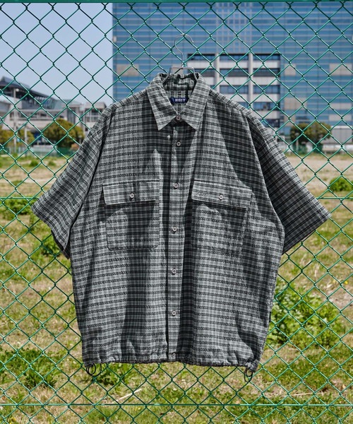 ＣＫページ HECT】Big W-pocket Draw Cord Seersucker Check S/S Shirt / ビッグ