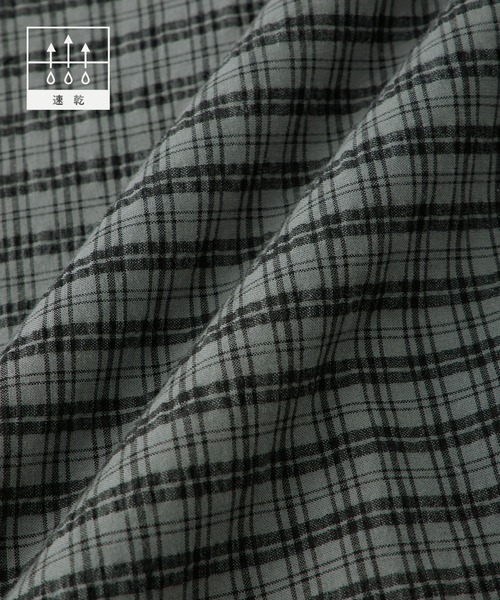 HECT】Big W-pocket Draw Cord Seersucker Check S/S Shirt / ビッグ