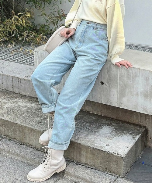 F i.n.t(フィント)の「ハイウエストストレートデニムパンツ/fint フィント(デニムパンツ・レディース・ブルー/ライトブルー・2/1/0)」の3枚目の写真