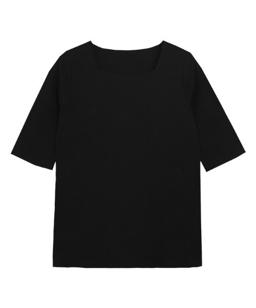 Pierrot(ピエロ)の「スクエアネック5分袖テレコリブカットソー(Tシャツ/カットソー・レディース・ブラウン/オフホワイト/ブラック/ホワイト×ブラック/ライトグレー/チャコール/ライトベージュ/ブルー系その他/ネイビー/チャコールグレー/レッド系その他・M/L/LL)」の17枚目の写真