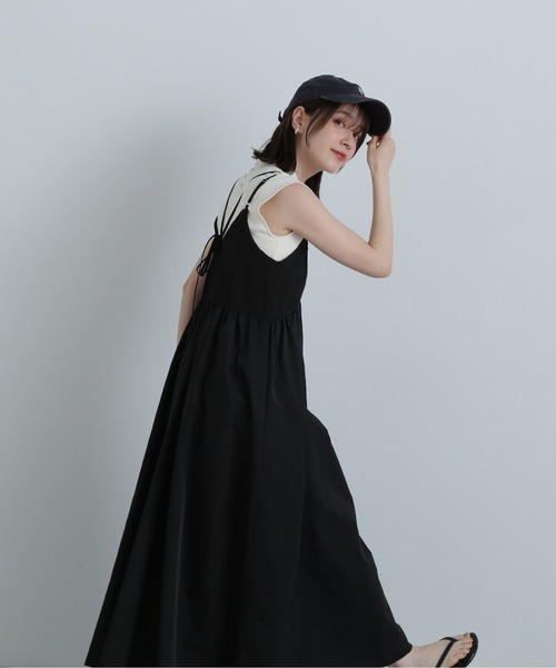 N.（N. Natural Beauty Basic）（エヌエヌナチュラルビューティーベーシック）の「◆ジャガードドッキングキャミワンピース（ワンピース・レディース・オフホワイト/ブラック・MEDIUM）」の9枚目の写真