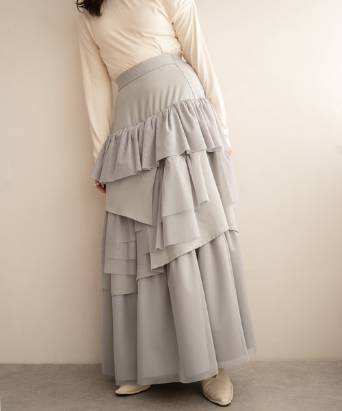 セール】tull mix tiered skirt / チュールミックスティアード