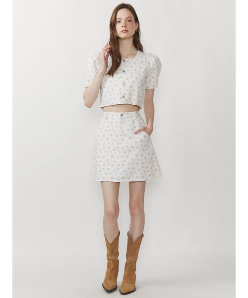 CALNAMUR（カルナムール）の「フラワーストレートスカート（スカート・レディース・ホワイト/ブルー・SMALL/MEDIUM）」の8枚目の写真