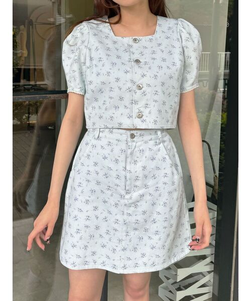 CALNAMUR（カルナムール）の「フラワーストレートスカート（スカート・レディース・ホワイト/ブルー・SMALL/MEDIUM）」の11枚目の写真