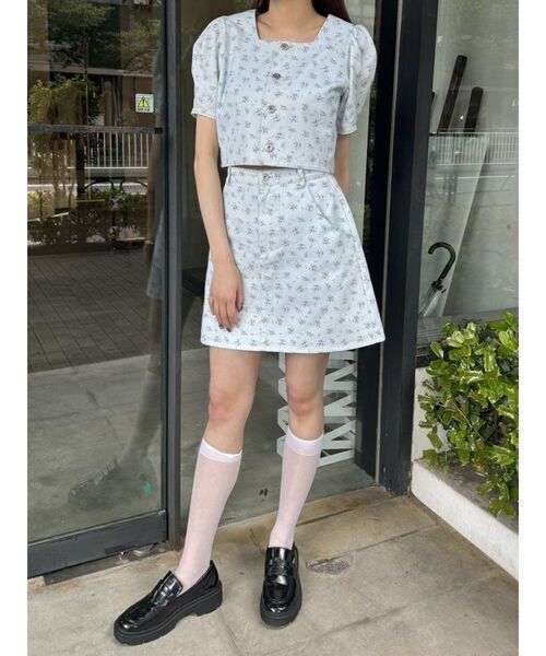 CALNAMUR（カルナムール）の「フラワーストレートスカート（スカート・レディース・ホワイト/ブルー・SMALL/MEDIUM）」の12枚目の写真