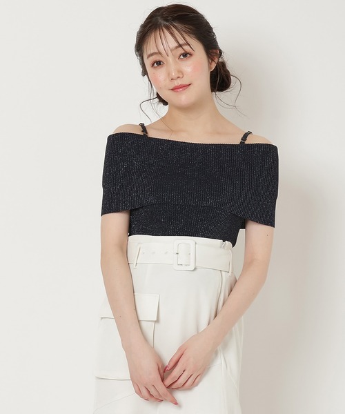 REDYAZEL（レディアゼル）の「ラメリブニット（ニット/セーター・レディース・ピンク/ネイビー/オフホワイト/ブルー・FREE）」の2枚目の写真