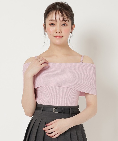 REDYAZEL（レディアゼル）の「ラメリブニット（ニット/セーター・レディース・ピンク/ネイビー/オフホワイト/ブルー・FREE）」の4枚目の写真