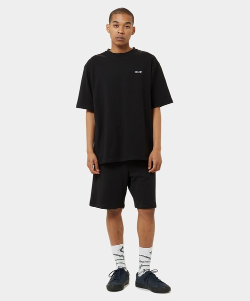 HUF ハフ ヘビーウェイト ハーフジップ スウェット 刺繍ロゴ ブラック HUF ハフ ヘビーウェイト ハーフジップ スウェット 刺繍ロゴ ブラック