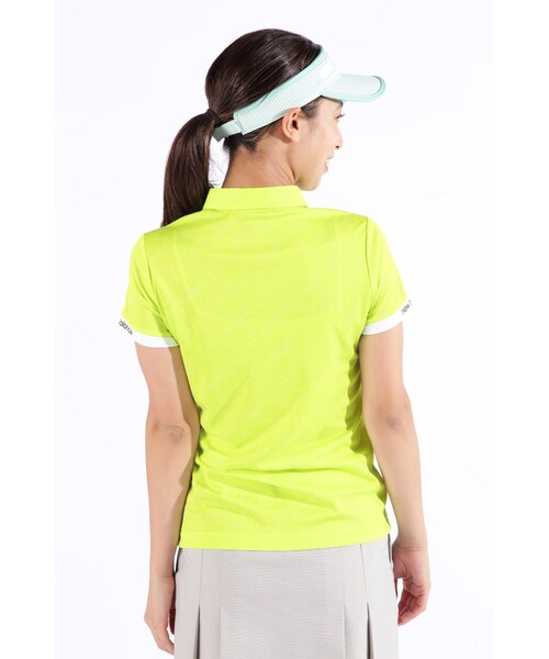 【イエロー】ドット千鳥格子柄 半袖 カラーシャツ (WOMENS SPORT) ドット千鳥格子柄 半袖 カラーシャツ (WOMENS SPORT) 【公式通販】