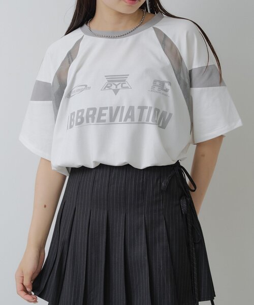 RAY CASSIN(レイカズン)の「メッシュ切替ゲームTシャツ(Tシャツ/カットソー・レディース・ブラック/サックスブルー/ホワイト/ライトグレー・FREE)」の9枚目の写真