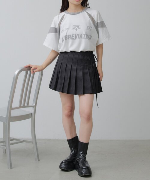 RAY CASSIN(レイカズン)の「メッシュ切替ゲームTシャツ(Tシャツ/カットソー・レディース・ブラック/サックスブルー/ホワイト/ライトグレー・FREE)」の10枚目の写真